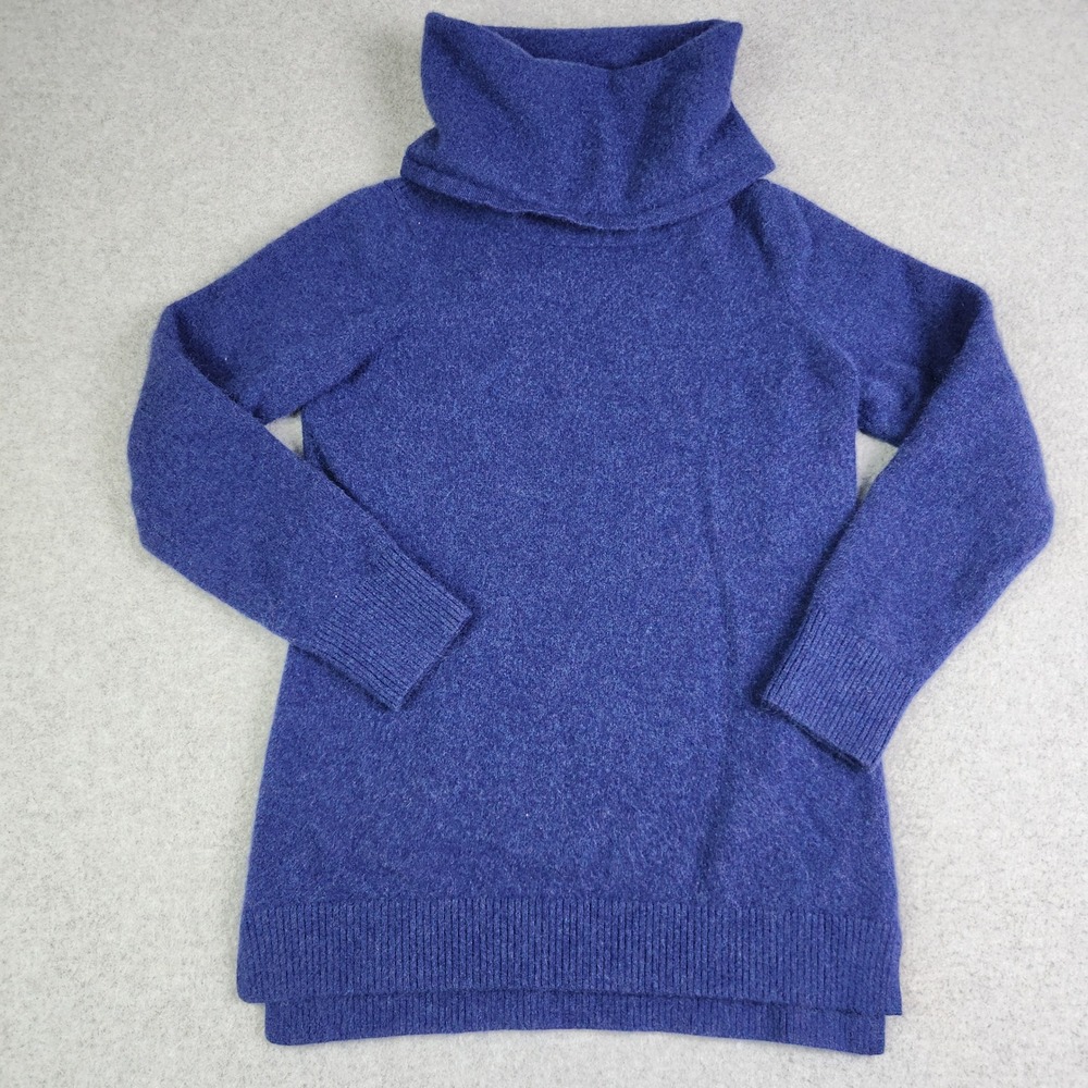 L.L. Bean Cashmere Sweater Womens Medium Purple Ribbed‎ Trim Classic Turtleneck